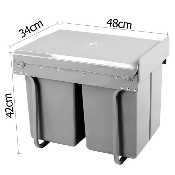 Cefito 2x20L Pull Out Bin - Grey