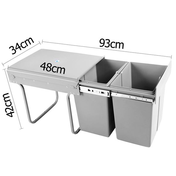 Cefito 2x20L Pull Out Bin - Grey