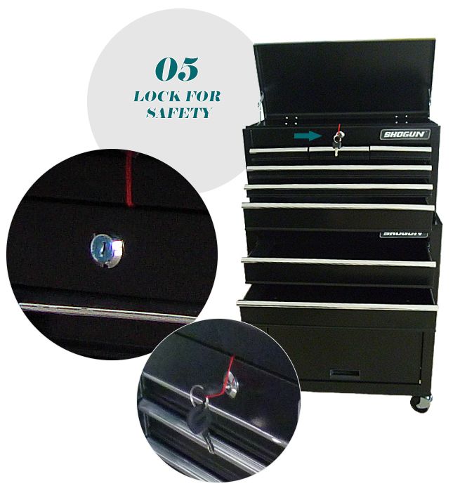 Shogun Mechanic Tool Box on Trolley with 8 Drawers, Side Handles and 4