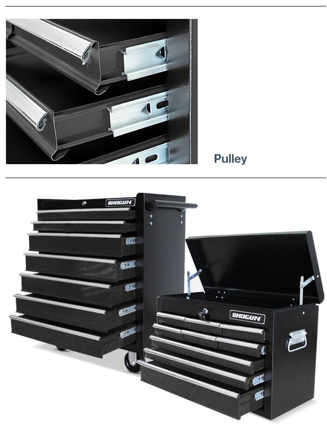 Shogun Mechanic Tool Box on Trolley with 16 Drawers, Side Handles and 4 Castors Black