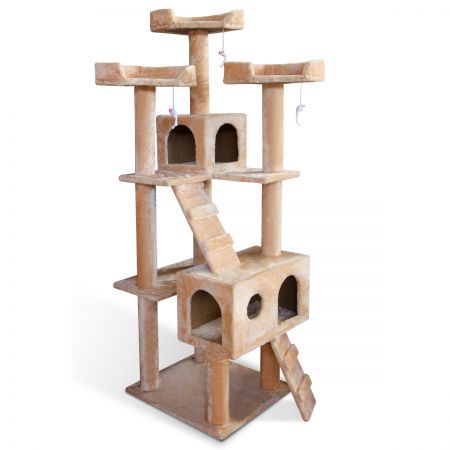 Cat Tree 7 Level 178cm Plush Material - Beige