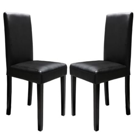 Set of 2 Dining Chairs in PVC Leather - Black | Crazy Sales