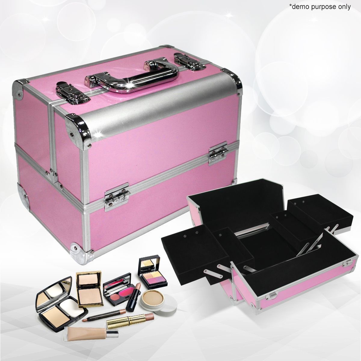 Portable Cosmetics Carry Case Makeup Box Pink Crazy Sales