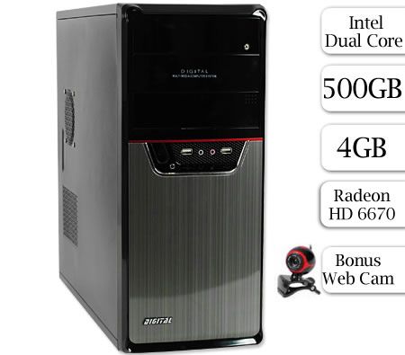 Intel Dual-Core Light Gaming PC G530 2.4G, 4G RAM, 500GB HDD HD6670 & 1 Yr security software/webcam MG5-1-3