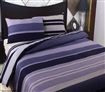 Kingtex Kingdom Reversible Queen Quilt Cover Set - Blue with Stripes