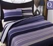 Kingtex Kingdom Reversible Queen Quilt Cover Set - Blue with Stripes