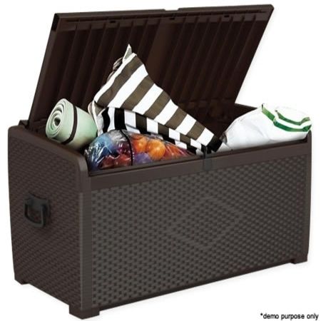 Keter Extra Large Rattan Storage Box with Seat - Brown | Crazy Sales
