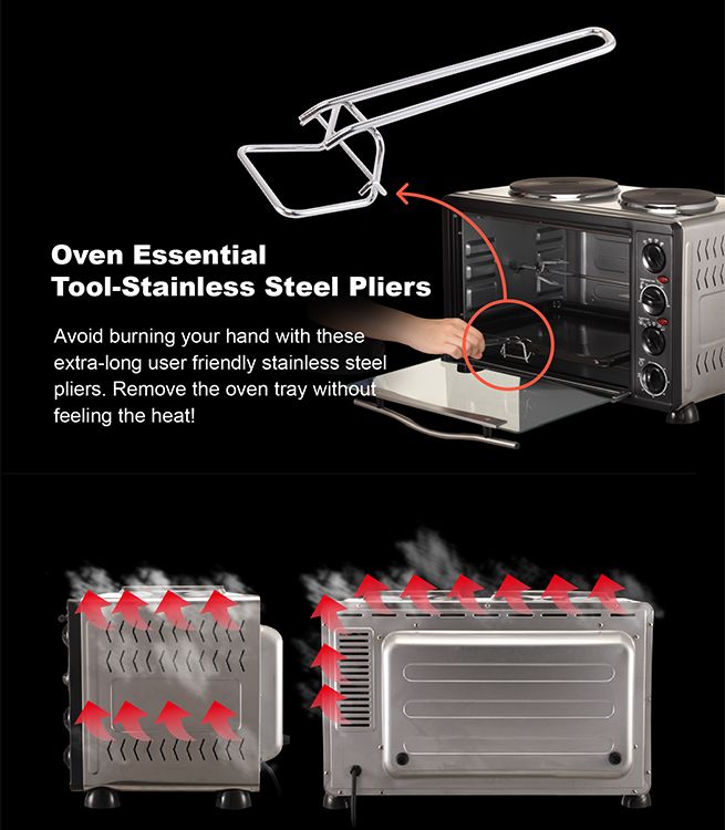 34L Electric Convection Oven with Twin Hot Plates & Rotisserie Crazy