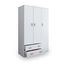 White Wardrobe Cabinet Wood Bedroom Clothes Storage Organiser Cupboard ...