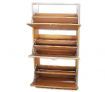 Wooden Shoe Storage Cabinet - 3 Racks, Beige