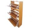 Wooden Shoe Storage Cabinet - 3 Racks, Beige