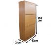 Wooden Shoe Storage Cabinet - 3 Racks, Beige