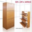 Wooden Shoe Storage Cabinet - 3 Racks, Beige