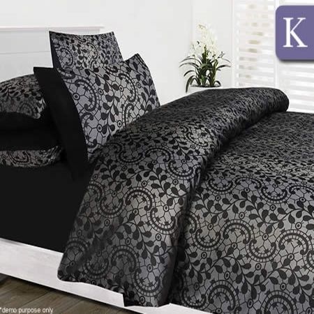 Accessorize King Bed Quilt Cover Set - Asher, Black
