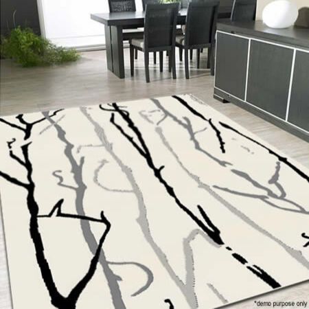 Modern Rug with Branch Design - Off White, 230x160cm