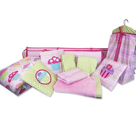 Cupcake Design Cot Bedding Set - 10 Pieces