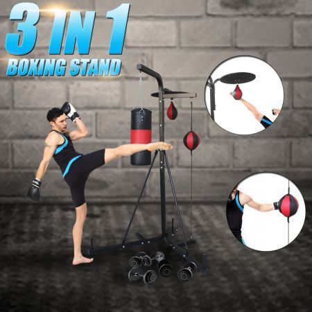 Multi Station Boxing Stand With Punching Bag Speed Ball Floor To Ceiling Ball