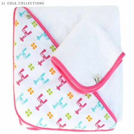 JJ Cole Baby Hooded Bath Towel & Washcloth Set - Bright Giraffes