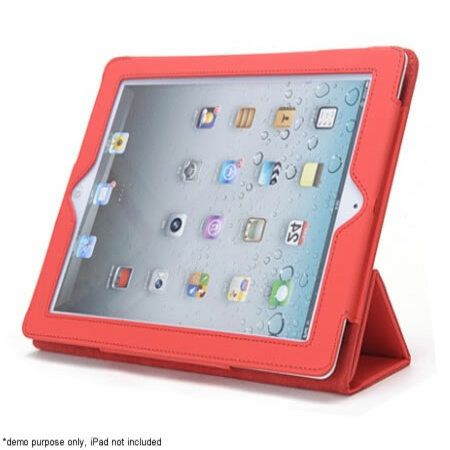 iPad 4/3/2 Smart Cover with Folding Stand & Back Case - Red