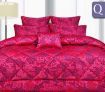 6 Piece Jacquard Quilted Comforter Set - Queen Bed - Emma Pink