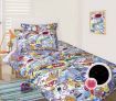 Happy Kids Glow in the Dark Single Bed Quilt Cover Set - Sketch Pad