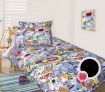 Happy Kids Glow in the Dark Queen Bed Quilt Cover Set - Sketch Pad