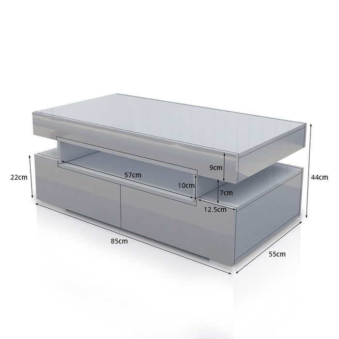 New Modern White Coffee Table 4-Drawer Storage Shelf High Gloss Wood ...