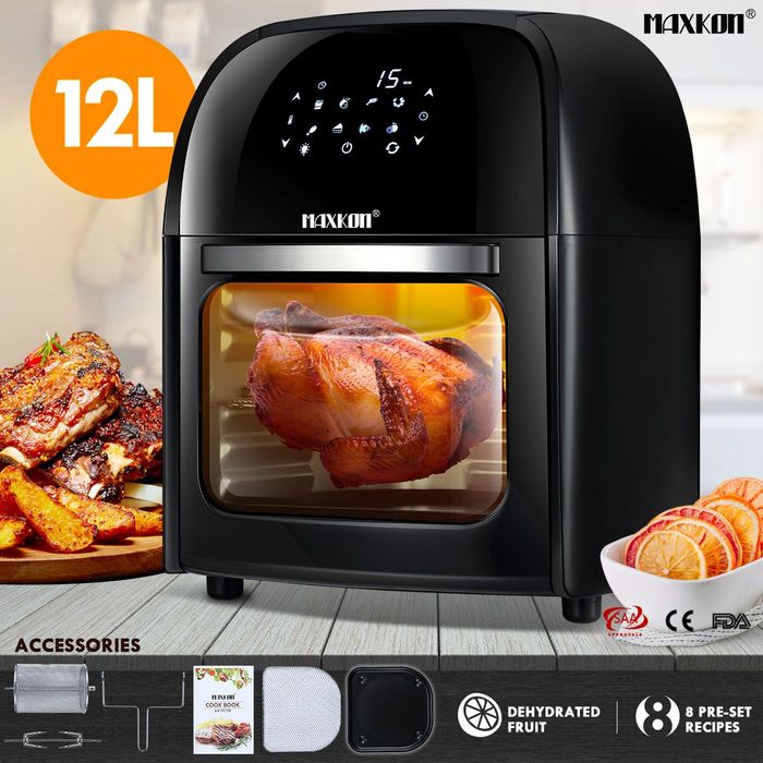 maxkon air fryer cooker convection oven small oven 12l