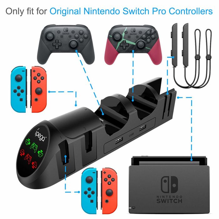 Charger Station for Nintendo Switch Joy-Cons Pro Controllers with USB   Plug and USB  Ports - Crazy Sales