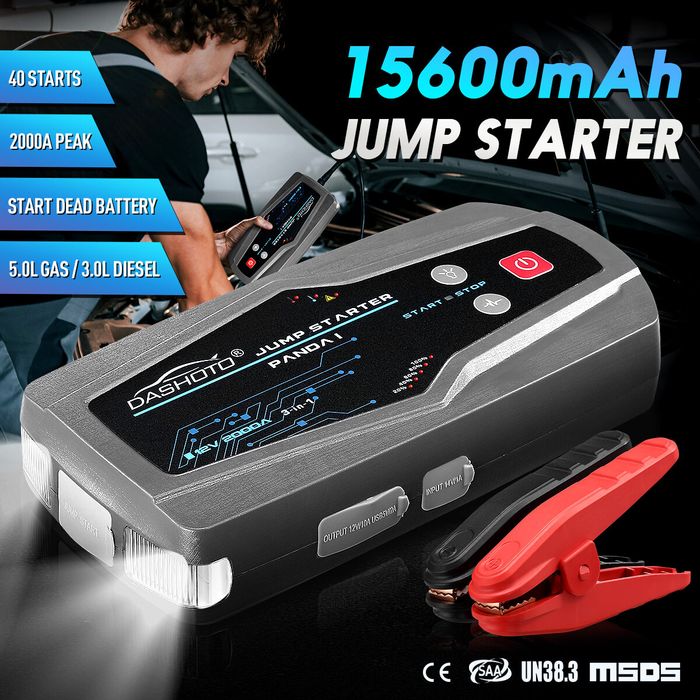 2000A Peak 15600mAh Portable Jump Starter Power Bank Car Battery Charger  Booster 12V | Crazy Sales