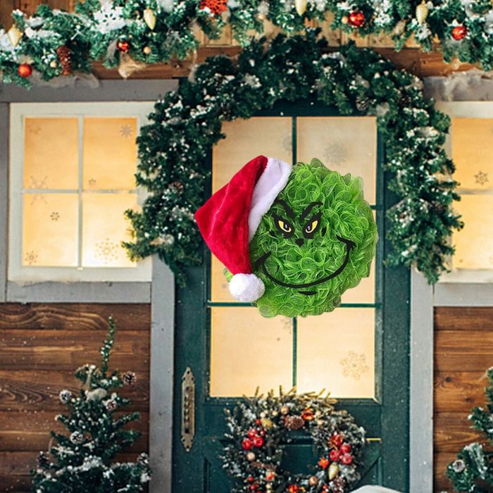 1Pc Christmas Grinch Front Door Garland, Christmas Party Funny Decorations,  Home Party Garland Door Wall Window - Crazy Sales