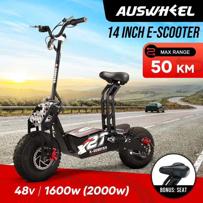Electric Scooter Adult Mobility Motor Escooter With Seat Off Road Big Wheels Folding 14 Inch 2000W 48V AUSWHEEL