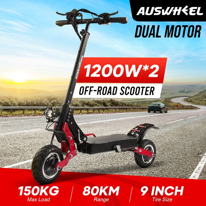 Adult Electric Scooter Mobility Escooter Off Road Seat Folding Lightweight 2400W Motor Disk Brake System Shock Absorption AUSWHEEL
