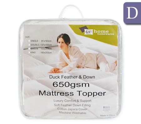 Double Size 90% Duck Feather / 10% Duck Down Mattress Topper 650gsm