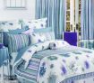 Palm Island Quilt Cover Set Daisy Stripes Blue - Single Bed