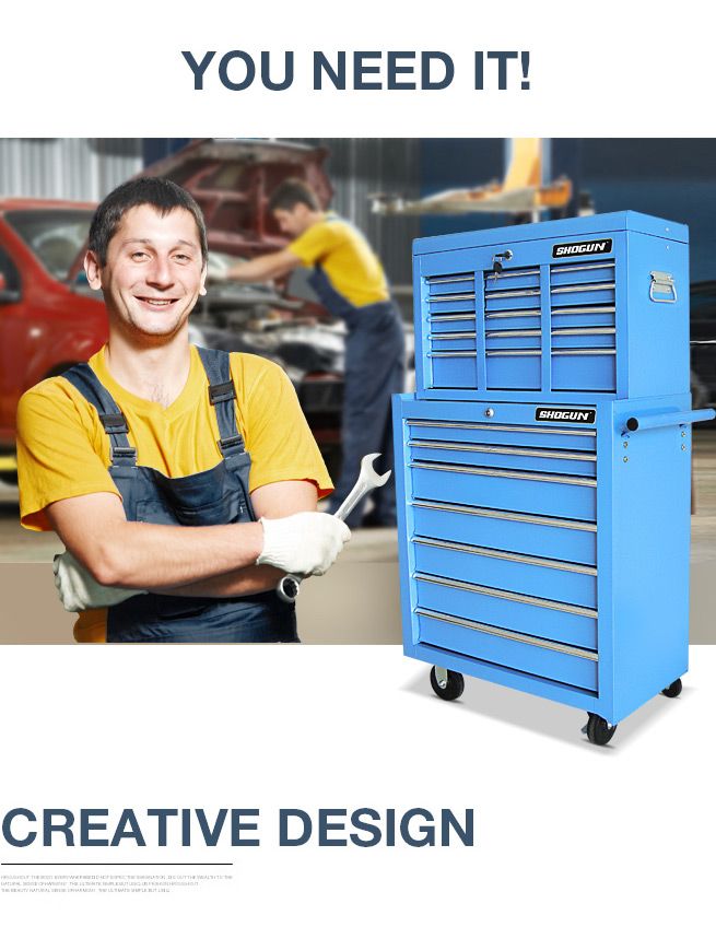 16 Drawer Tool Box Trolley - Blue | Crazy Sales