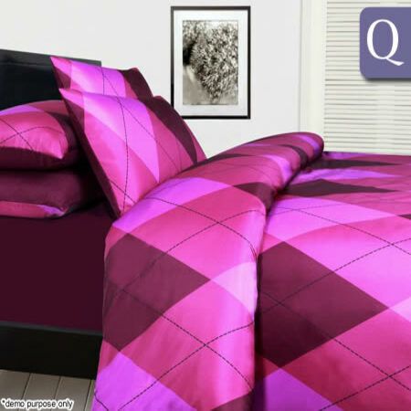 The Big Sleep Queen Bed Quilt Cover Set - Argyle Pink
