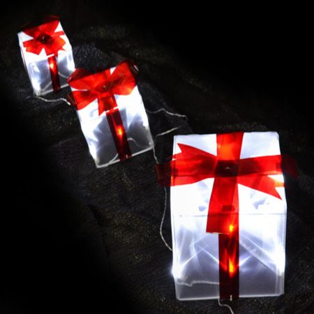 Set of 3 Christmas Gift Boxes Light Display