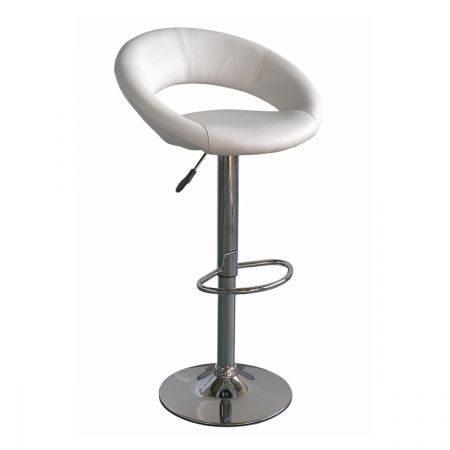 Faux Leather Bar Stool With Round Back, Round Leather Swivel Bar Stools