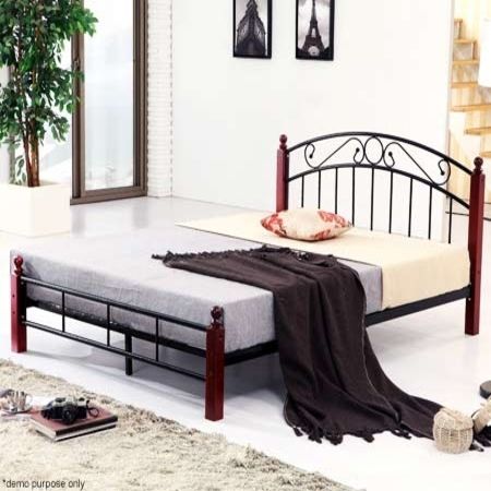 Metal And Rubberwood Bed Frame With Posts Crazy S Metal And Rubberwood Bed Frame With