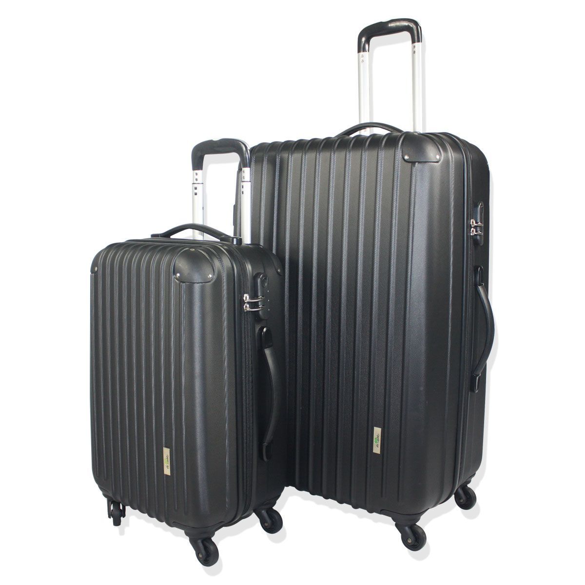 2pc Hard- Shell Luggage Trolley Set - Black
