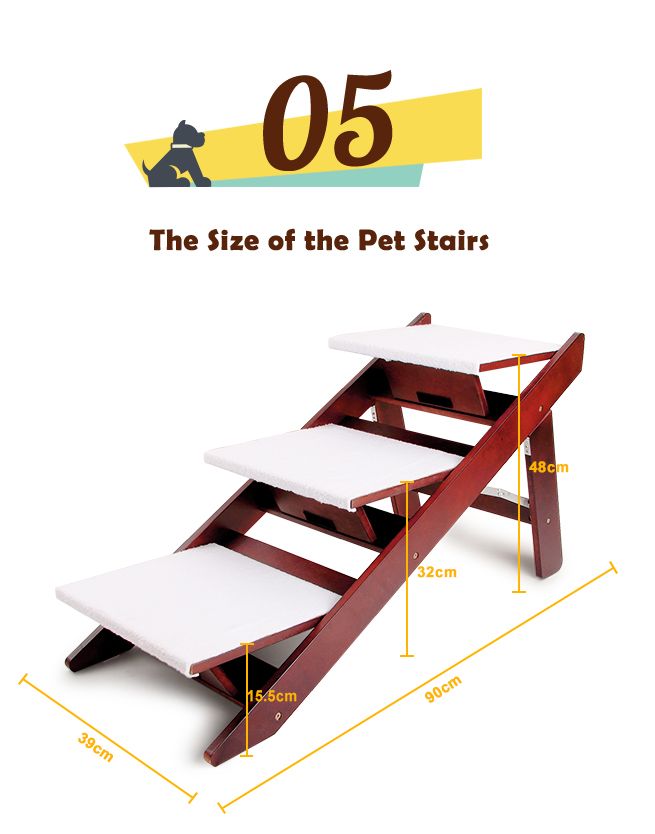 Portable 3 Steps Foldable Doggy Cat Pet Dog Stairs Ramp Ladder Plush