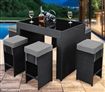 7 Piece Wicker Patio Bar Set - Grey Cushions