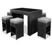 7 Piece Wicker Patio Bar Set - Grey Cushions