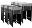 7 Piece Wicker Patio Bar Set - Grey Cushions