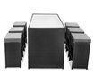 7 Piece Wicker Patio Bar Set - Grey Cushions