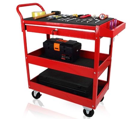 Rubber Top Tool Cart with Drawer