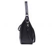 Medium Black Leather Hobo Zip Top Handbag