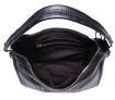 Medium Black Leather Hobo Zip Top Handbag