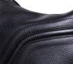 Medium Black Leather Hobo Zip Top Handbag